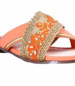 Synthetic stylish fancy Orange Flat Sandals For women