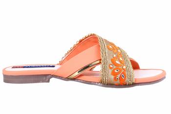 Synthetic stylish fancy Orange Flat Sandals For women 2