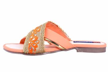 Synthetic stylish fancy Orange Flat Sandals For women 3