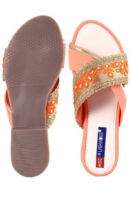 Synthetic stylish fancy Orange Flat Sandals For women 5