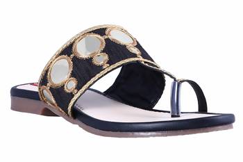 Synthetic stylish fancy Black Flat Sandals For women 1