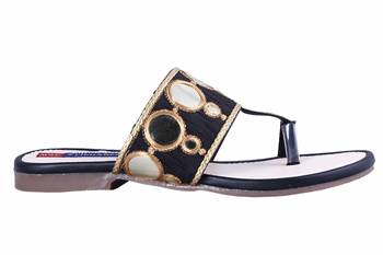 Synthetic stylish fancy Black Flat Sandals For women 2