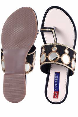 Synthetic stylish fancy Black Flat Sandals For women 5
