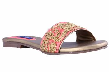 Synthetic stylish fancy Pink Flat Sandals For women 1