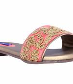 Synthetic stylish fancy Pink Flat Sandals For women