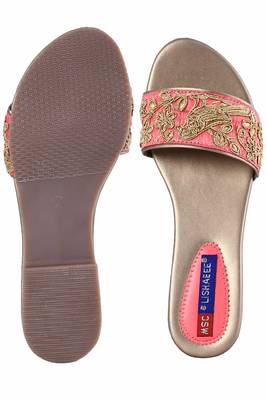 Synthetic stylish fancy Pink Flat Sandals For women 4