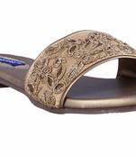 Synthetic stylish fancy Gold Flat Sandals For women