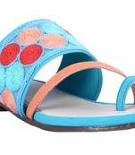 Synthetic stylish fancy blue  Flat Sandals For women