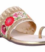 Synthetic stylish fancy Gold Flat Sandals For women
