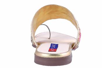 Synthetic stylish fancy Gold Flat Sandals For women 4