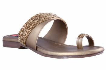 stylish fancy Gold Flat Sandals For women 1