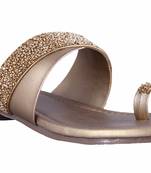 stylish fancy Gold Flat Sandals For women