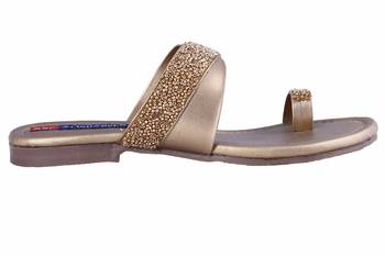 stylish fancy Gold Flat Sandals For women 2