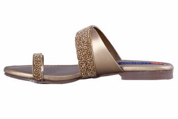 stylish fancy Gold Flat Sandals For women 3