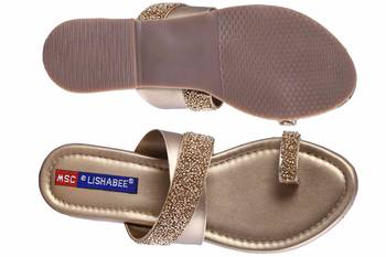 stylish fancy Gold Flat Sandals For women 5