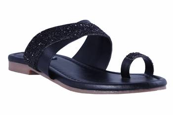 stylish fancy Black Flat Sandals For women 1