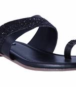 stylish fancy Black Flat Sandals For women