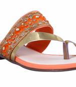 Synthetic stylish fancy Orange Flat Sandals For women
