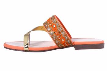 Synthetic stylish fancy Orange Flat Sandals For women 3
