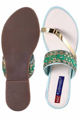 stylish fancy Green Flat Sandals For women 5