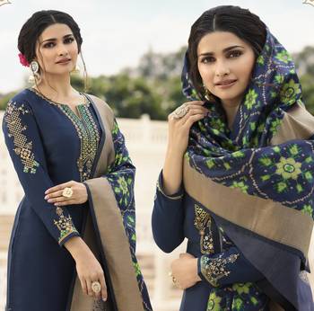 Navy Blue Embroidered Satin Salwar 2