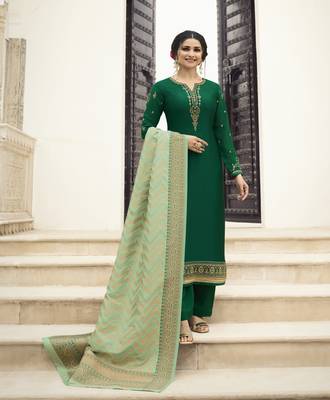 Green Embroidered Satin Salwar 1