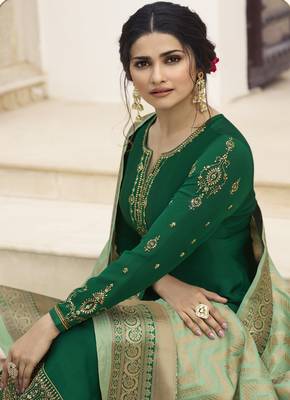 Green Embroidered Satin Salwar 4