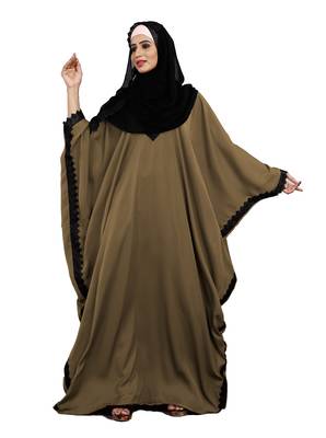 Justkartit Ivory Color Nida Plain Abaya With Lace Work And Dupatta 1