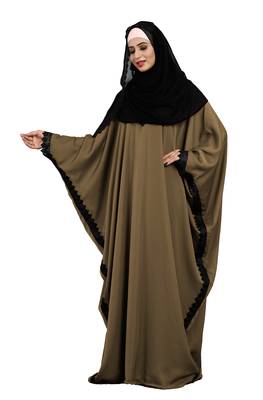 Justkartit Ivory Color Nida Plain Abaya With Lace Work And Dupatta 4