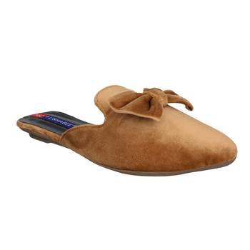 Women brown slip on  flats mules 1