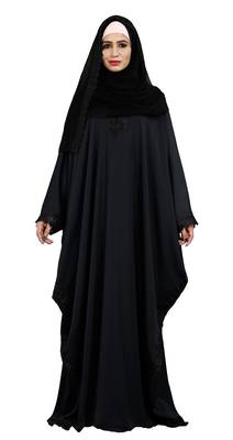Justkartit Matt Grey Color Plain Free Size Nida Abaya With Lace Work And Dupatta 2