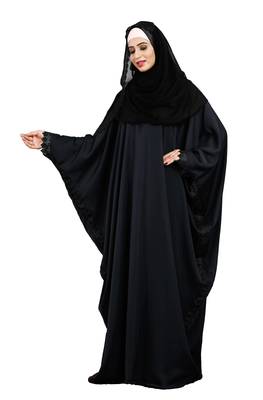 Justkartit Matt Grey Color Plain Free Size Nida Abaya With Lace Work And Dupatta 4