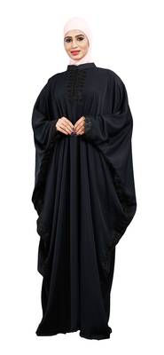 Justkartit Matt Grey Color Plain Free Size Nida Abaya With Lace Work And Dupatta 5