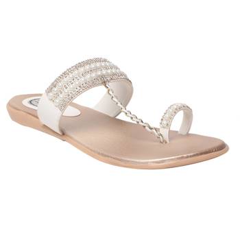 Women white one toe  Flat sandals 1