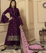 Wine embroidered silk salwar
