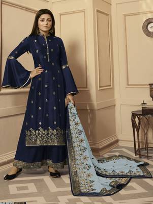Blue embroidered silk salwar 1
