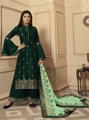 Green embroidered silk salwar 1