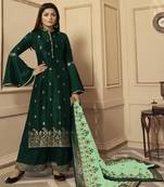 Green embroidered silk salwar
