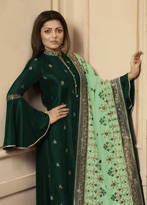 Green embroidered silk salwar 2