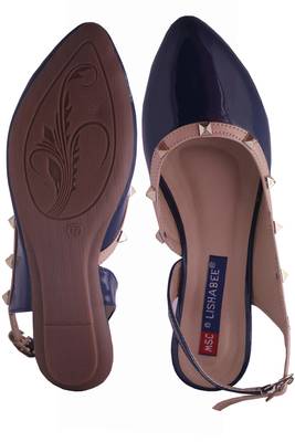 Women  Blue flat sandals back strap 5