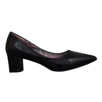 Women pink  colored block heel slip on pumps 2