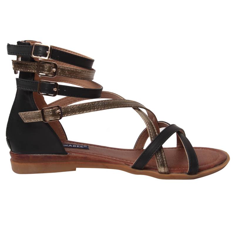 women beige closed back flat sandals - ADEERA - 3151605