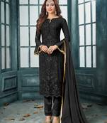 Black embroidered faux georgette salwar
