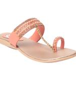 Women Synthetic Peach sandal