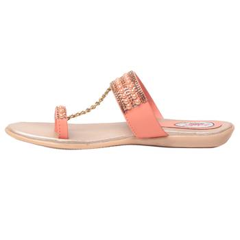 Women Synthetic Peach sandal 3
