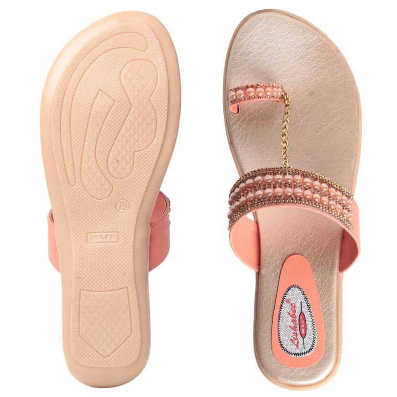 Women Synthetic Peach sandal