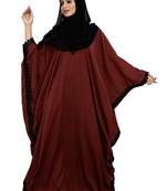 Justkartit Peach Color Islamic Long Free Size Nida Abaya With Lace Work And Dupatta