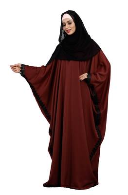 Justkartit Peach Color Islamic Long Free Size Nida Abaya With Lace Work And Dupatta 4