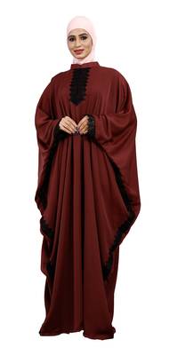 Justkartit Peach Color Islamic Long Free Size Nida Abaya With Lace Work And Dupatta 5