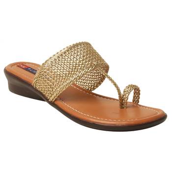 Women Synthetic Gold sandal 1